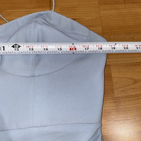 BHLDN Anthropologie Caron Light Blue Midi‎ Ruched Dress Size 16 Wedding Party - Picture 8 of 16